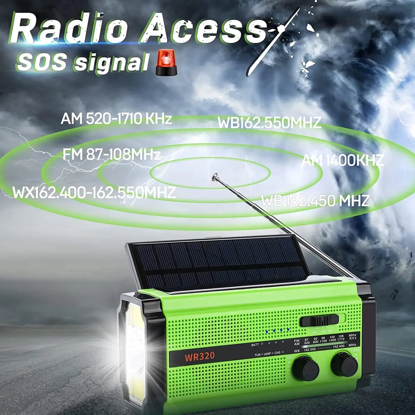 Terminal survival 5000mA con radio, batería solar portátil y linterna