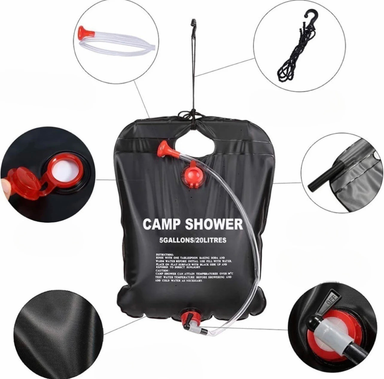 Ducha portátil de albedo solar 20/40L