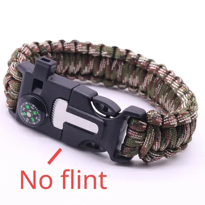 Pulsera survival con brújula, cuerda, silbato y raspador