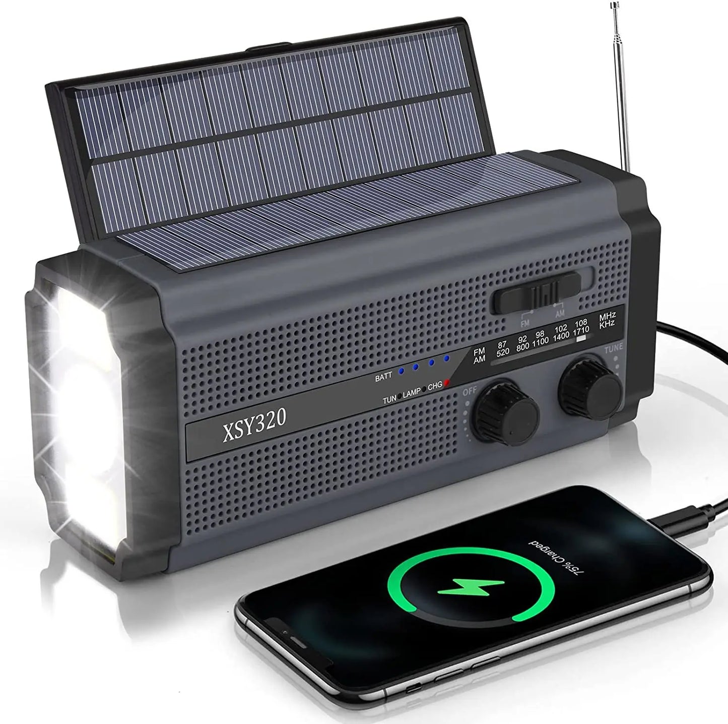 Terminal survival 5000mA con radio, batería solar portátil y linterna