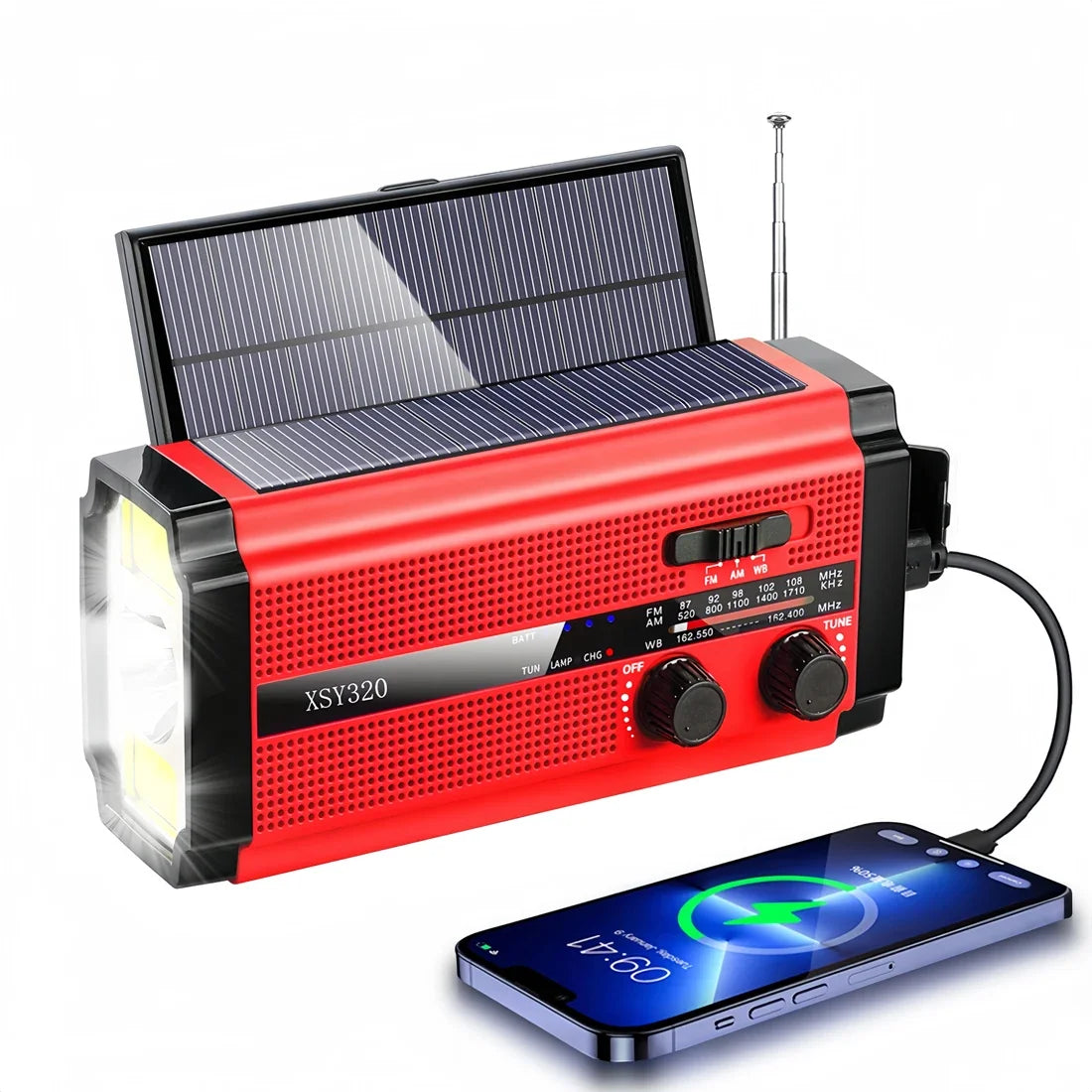 Terminal survival 5000mA con radio, batería solar portátil y linterna