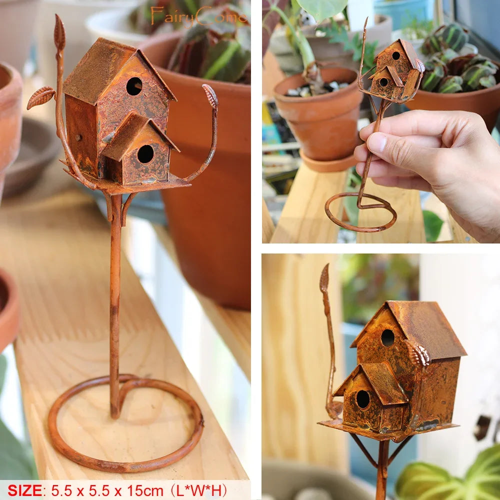Casita de pájaros miniatura para jardín