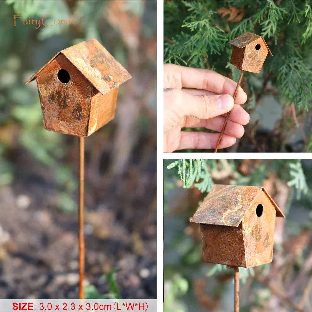 Casita de pájaros miniatura para jardín