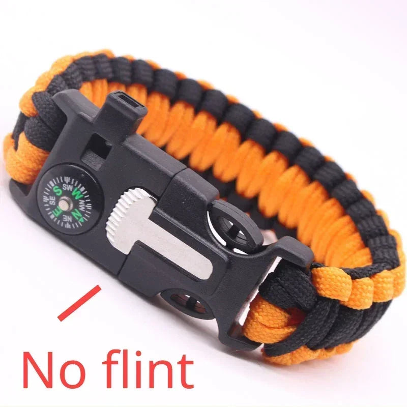 Pulsera survival con brújula, cuerda, silbato y raspador
