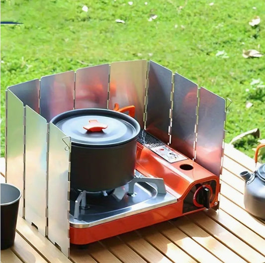 Pantalla metálica de viento para camping