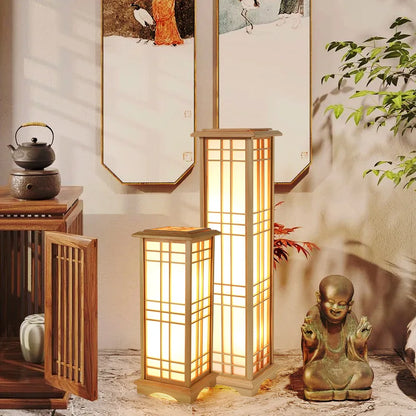 Lámpara de pie de acacia de estilo japonés