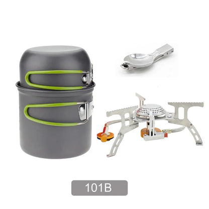 Camping gas con juego de cocina portátil
