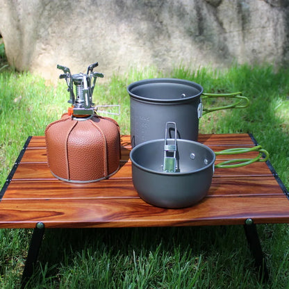 Camping gas con juego de cocina portátil