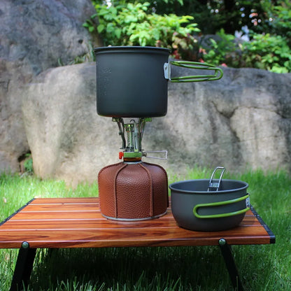 Camping gas con juego de cocina portátil