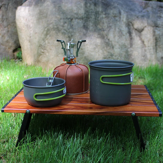 Camping gas con juego de cocina portátil