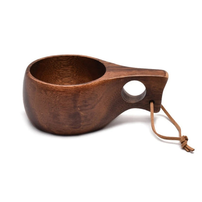 Taza artenasal escandinava de acacia oscura kuksa