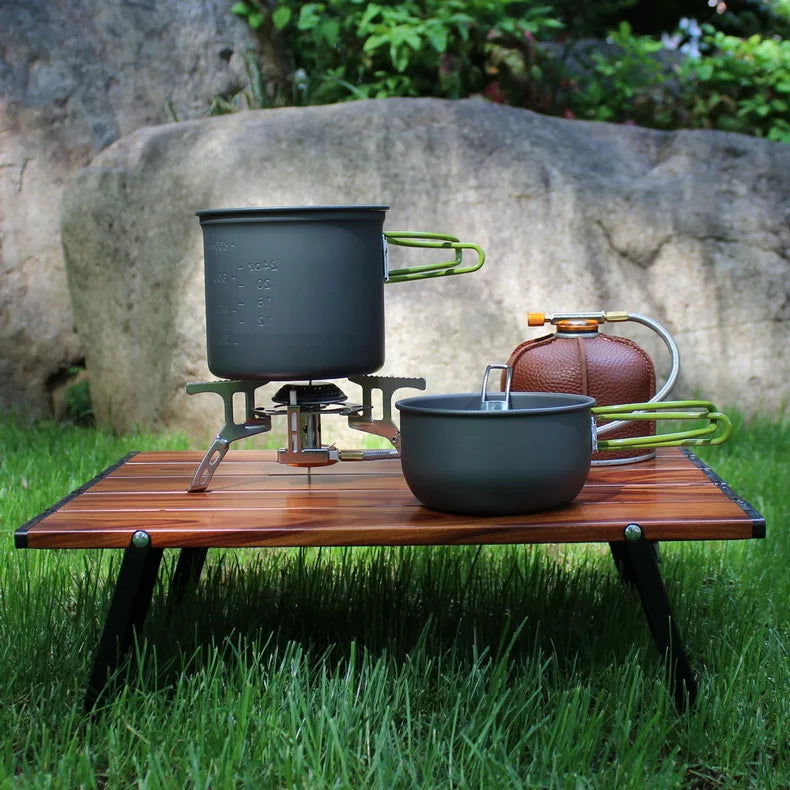 Camping gas con juego de cocina portátil