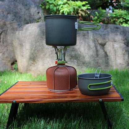 Camping gas con juego de cocina portátil