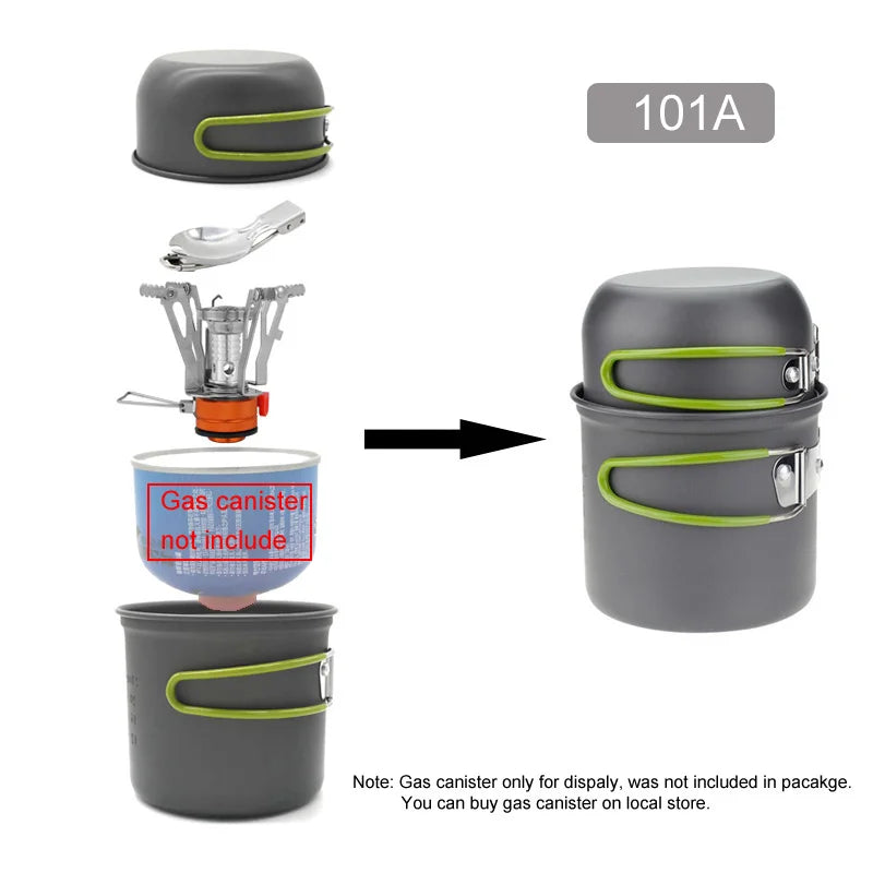 Camping gas con juego de cocina portátil