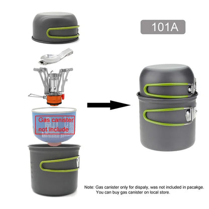 Camping gas con juego de cocina portátil