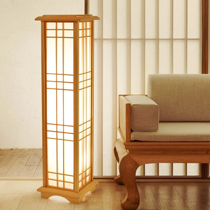 Lámpara de pie de acacia de estilo japonés